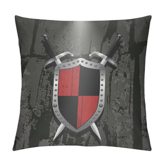 Personality  Board On A Stone Wall Background Behind It Two Swords Eps 10 Pillow Covers