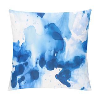 Personality  Beautiful Blue Splashes Of Alcohol Ink On White As Abstract Background Pillow Covers