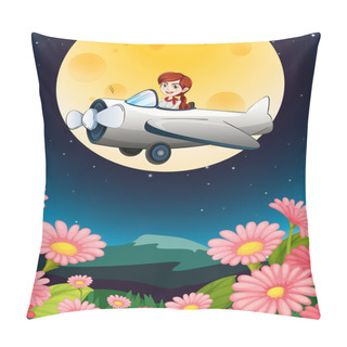 Personality  A Girl Flying Plane Pillow Covers