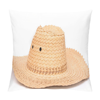 Personality  Wicker Hat Isolated On White Background Pillow Covers