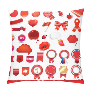 Personality  Big Red Labels And Ribbons Set Pillow Covers