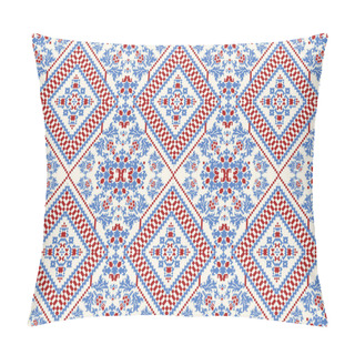 Personality  Slavic Ornament Seamless Pattern Traditional.geometric Ethnic Oriental Embroidery On White Background.Aztec Style Abstract Vector Illustration.design For Texture,fabric,clothing,wrapping,decoration. Pillow Covers