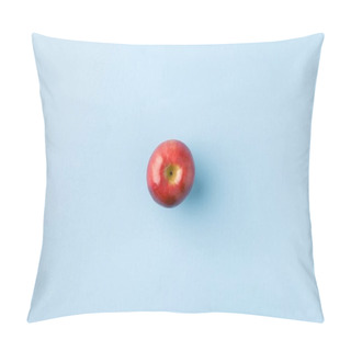 Personality  Top View Of Ripe Apple Isolated On Blue Pillow Covers