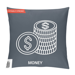 Personality  Money Icon. Thin Line Vector Illustration Pillow Covers