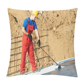 Personality  Builder Worker At Roof Insulation Work Pillow Covers