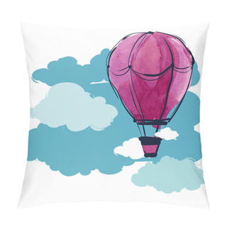 Personality  Watercolor Hot Air Balloon In Sky Pillow Covers