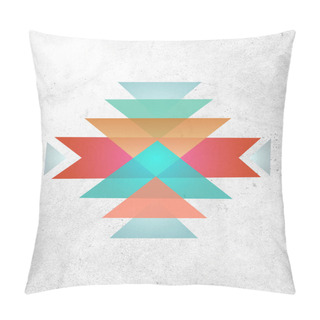 Personality  Abstract Indigenous Geometric Symbol On Grey Background Pillow Covers