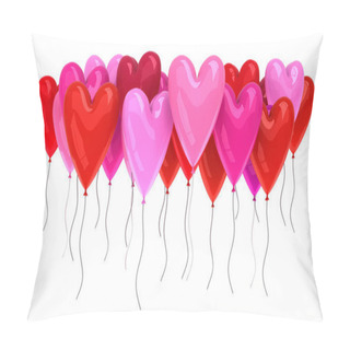 Personality  Bunch Of Red And Pink Balloons Isolated On White - 3d Render Pillow Covers