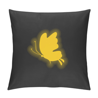 Personality  Beautiful Butterfly Silhouette Yellow Glowing Neon Icon Pillow Covers
