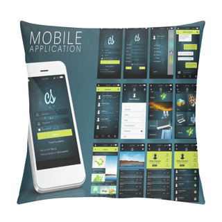 Personality  Mobile Application Interface Kit With Smartphone. Pillow Covers