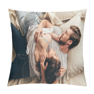 Personality  Young Couple Hugging At Home  Pillow Covers