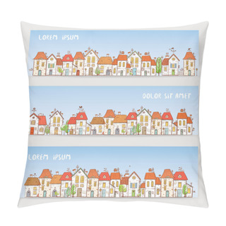 Personality  Set Of Colored Doodle Houses, Vector Illustration Pillow Covers