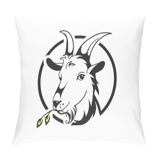 Personality  Head Of Goat On White Background Pillow Covers