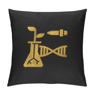 Personality  Biotechnology Gold Plated Metalic Icon Or Logo Vector Pillow Covers