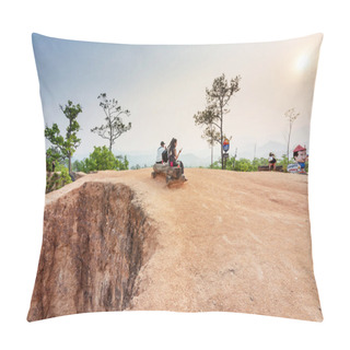 Personality  Pai,Mae Hong Son,Thailand-April 09 2023: Many People Visit This Naturally Formed,eroded Landscape And Area Of Natural Beauty,to Negotiate The Narrow, Steep And Treacherous Pathways,at Their Own Risk. Pillow Covers