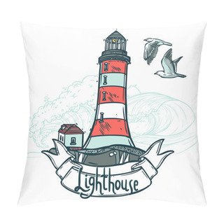 Personality  Lighthouse Sketch Illustration Pillow Covers