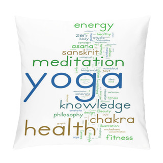 Personality  YOGA. Word Collage On White Background. Pillow Covers
