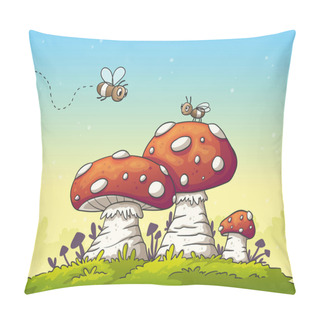 Personality  Two Flies On Mushrooms Pillow Covers