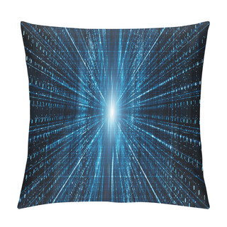 Personality  Abstract Digital Matrix Particles Flow, Digital Data Connection, Pillow Covers