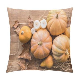 Personality  Pumpkins And Candles On Table Pillow Covers