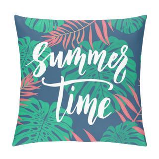 Personality  Summer Time Card With Tropical Leaf Seamless Pattern. Pillow Covers