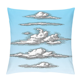 Personality  Set Of Retro Clouds (vector) Pillow Covers