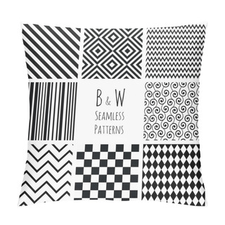 Personality  Seamless Black And White Geometric Background Set. Pillow Covers