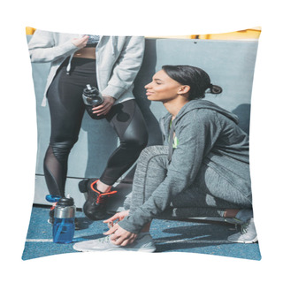 Personality  Young Sportswomen On Stadium Pillow Covers