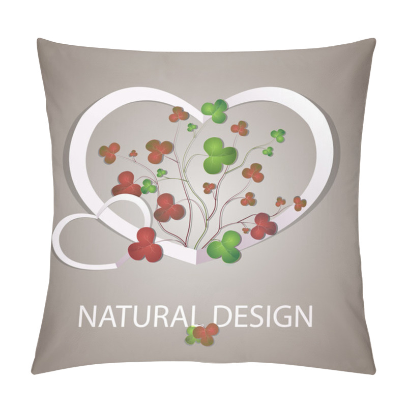 Personality  Heart With Clover Leaves. Vector Illustration. Pillow Covers