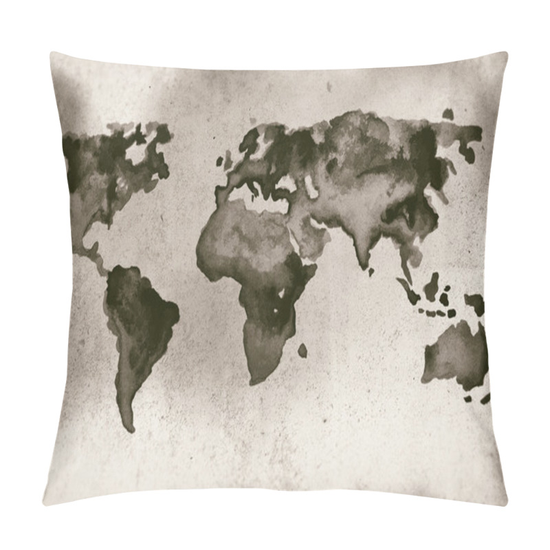 Personality  Watercolor World Map Pillow Covers