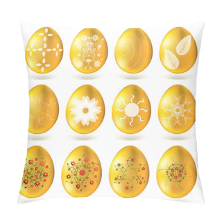 Personality  Golden Eggs Set Isolated On White Background. Pillow Covers