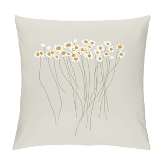 Personality  A Bouquet Of Minimalistic Daisies. Wildflowers. Summer Meadow Plants. In Style Mid Century Pillow Covers