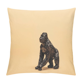 Personality  Black Toy Gorilla On Yellow Background, Animal Welfare Concept Pillow Covers