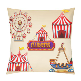 Personality  Circus Tents And Sign On Brown Background Pillow Covers