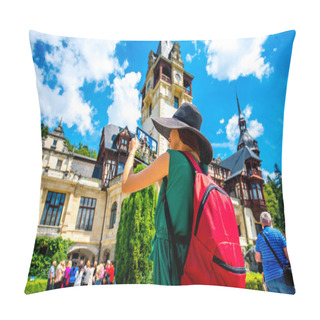 Personality  Tourist In Peles Castle Pillow Covers