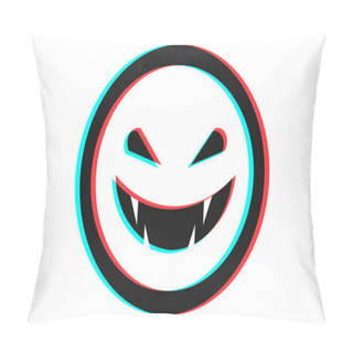 Personality  Smile Or Emoji Icon Illustration In Blue And Red Colors For Halloween Day Pillow Covers