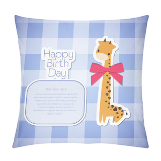 Personality  Vector Greeting Card Giraffe. Pillow Covers
