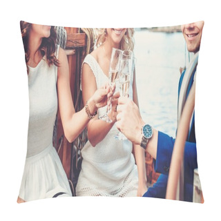 Personality  Wealthy Friends Having Fun On A Luxury Yacht Pillow Covers