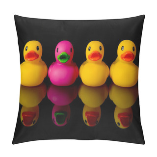 Personality  Dare To Be Different - Rubber Ducks On Black Pillow Covers