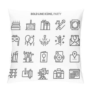 Personality  Party, Event , Bold Line Icons. The Illustrations Are A Vector, Editable Stroke, 48x48 Pixel Perfect Files. Crafted With Precision And Eye For Quality. Pillow Covers