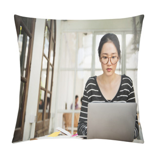 Personality  Woman With Digital Device Concept Pillow Covers