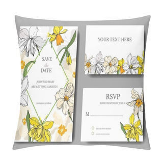 Personality  Vector Narcissus Floral Botanical Flowers. Black And White Engraved Ink Art. Wedding Background Card Decorative Border. Pillow Covers