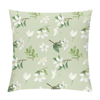 Personality  Seamless Pattern With Hand Drawn And Lemon (lime) Flowers On A Green Background Pillow Covers