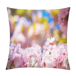 Personality  Selective Focus Of Beautiful Cherry Tree Blossom Backdrop Pillow Covers
