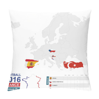 Personality  Football 2016, Group D Highlighted On Europe Map Pillow Covers