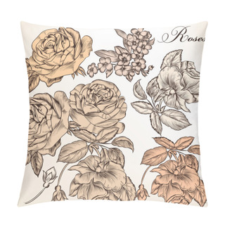 Personality  Collection Of Vector Hand Drawn Detailed Roses For Design Pillow Covers