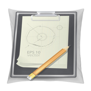 Personality  Notepad With Pencil - Vector Illustration Pillow Covers