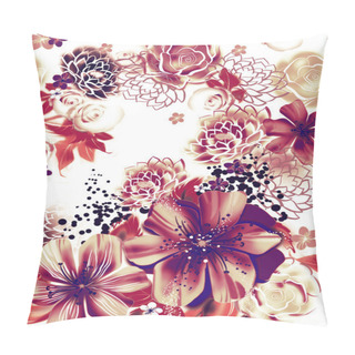Personality  Seamless Texture With Pink And Yellow Flowers In Watercolor Technique. Pillow Covers