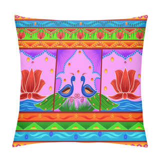Personality  Floral Kitsch Background In Indian Truck Art Style Pillow Covers