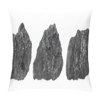 Personality  Natural Black Hard Coal Isolated On A White Background. Diamond Coal. Set Of Images. Pillow Covers